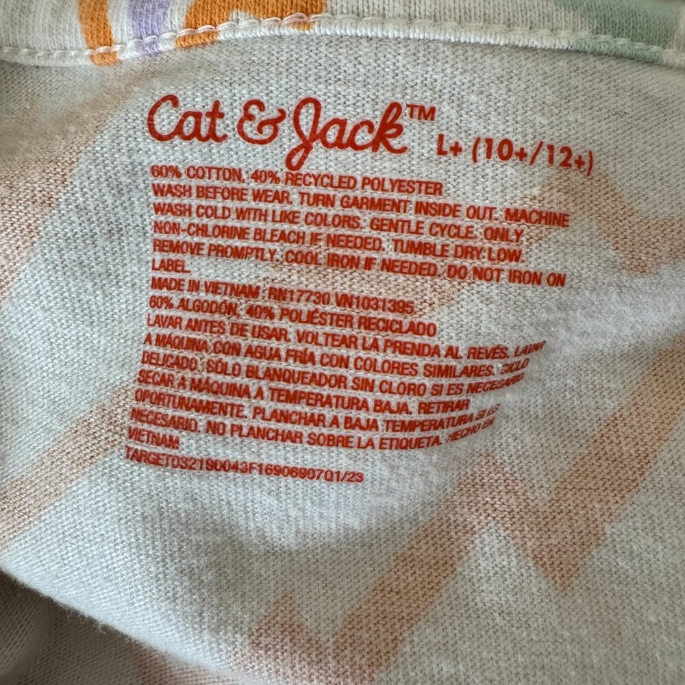 Like New Cat & Jack Kids Girl's Graphic Printed Dress, White Bolt Print Sz L+ - Picture 6 of 6